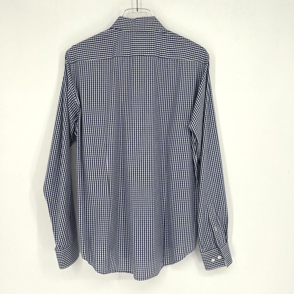Theory Shirt Mens M Button Down Checkered Plaid Blue White Work Career Collared - Picture 2 of 5